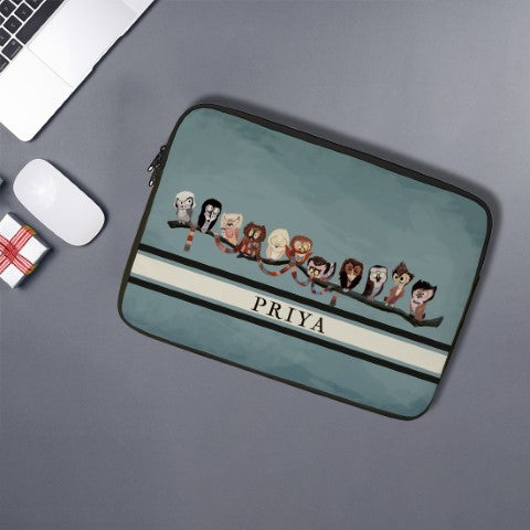 Owl Printed Personalised Laptop Sleeve/Cover - Uncommongifts.in